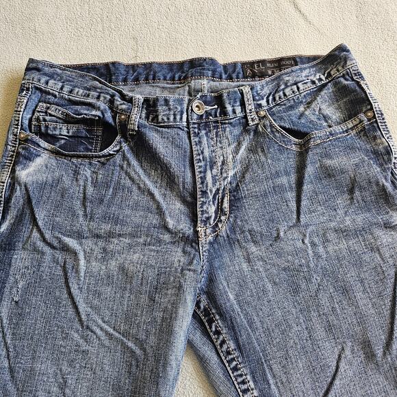 AXEL Slim Boot Jeans Mens 36x29 Medium Wash Western Stretch Denim Flat Pockets - Picture 3 of 7